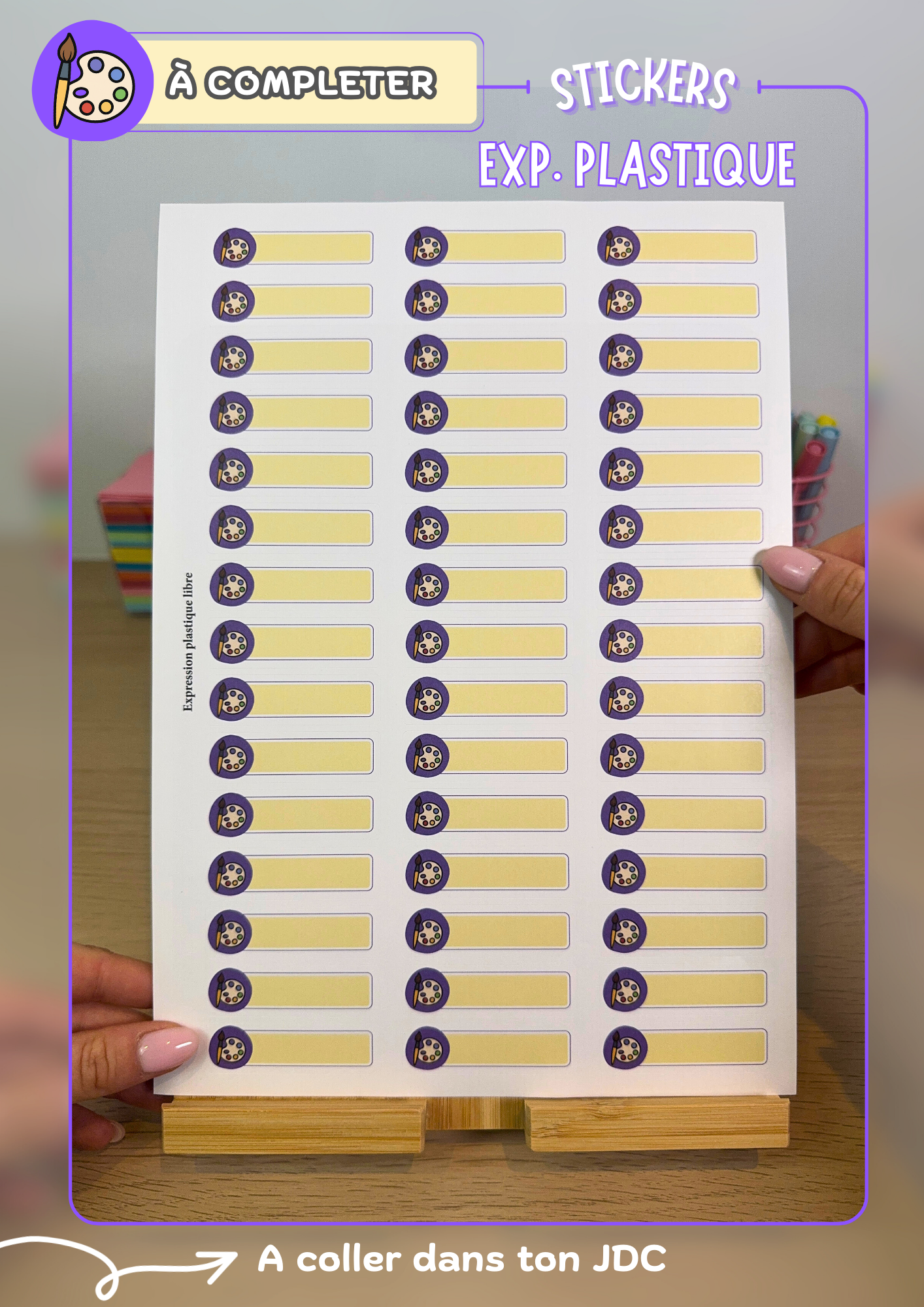 Planche de stickers PERSONNALISABLES "EXP. PLASTIQUE" (45 Stickers)