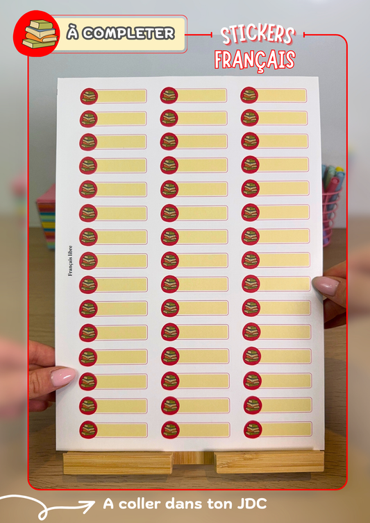 Planche de stickers PERSONNALISABLES "FRANÇAIS" (45 Stickers)