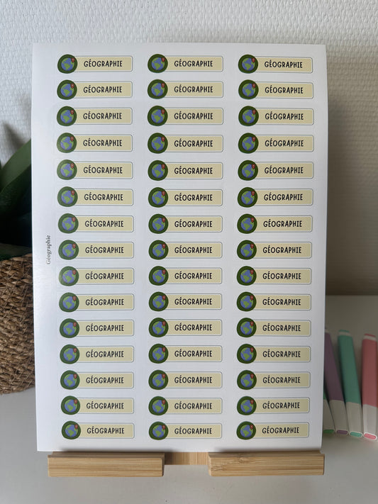 Planche de Stickers primaire – GÉOGRAPHIE (45 stickers)