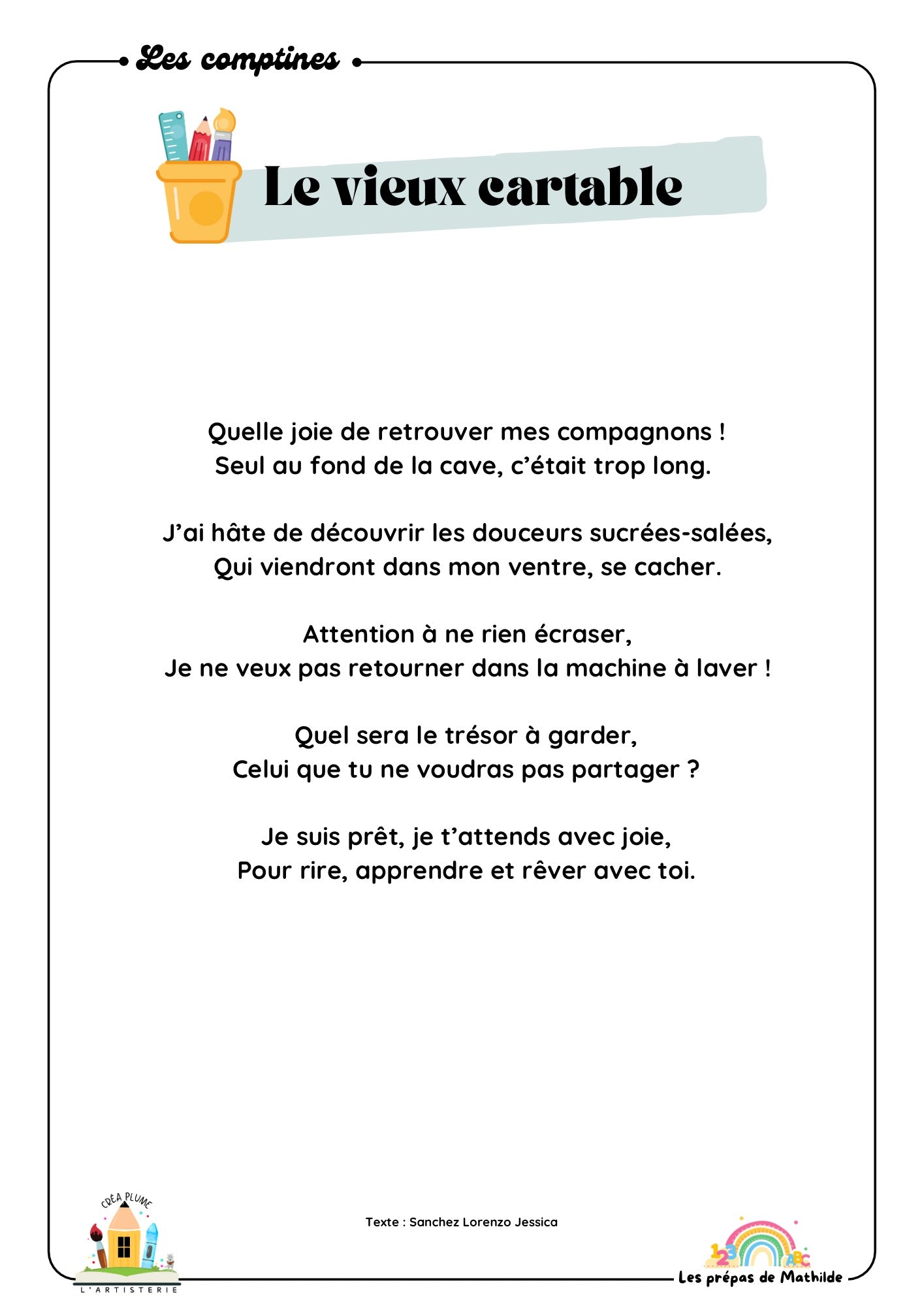 Mes comptines pour la rentrée (GRATUITES !)🎁🎵