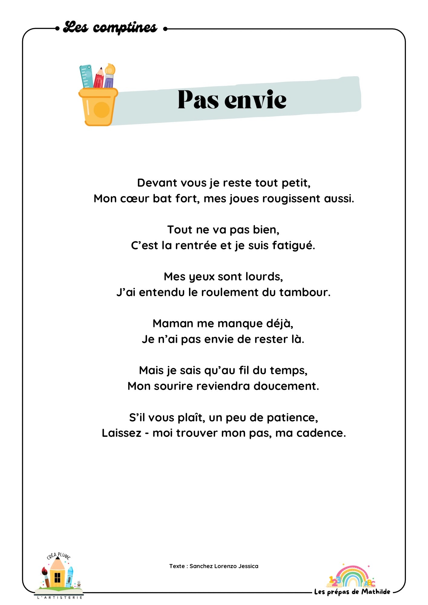 Mes comptines pour la rentrée (GRATUITES !)🎁🎵