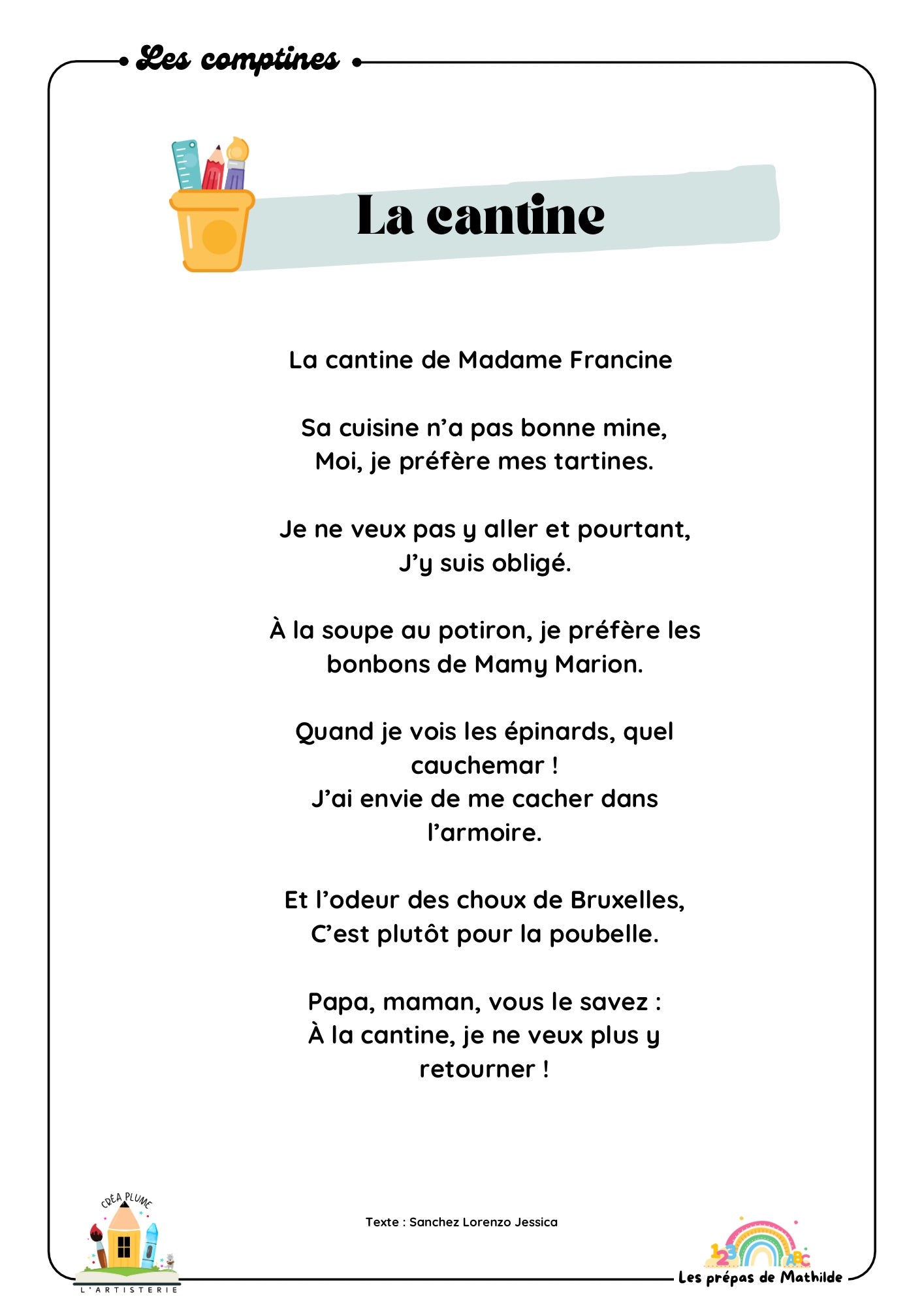 Mes comptines pour la rentrée (GRATUITES !)🎁🎵