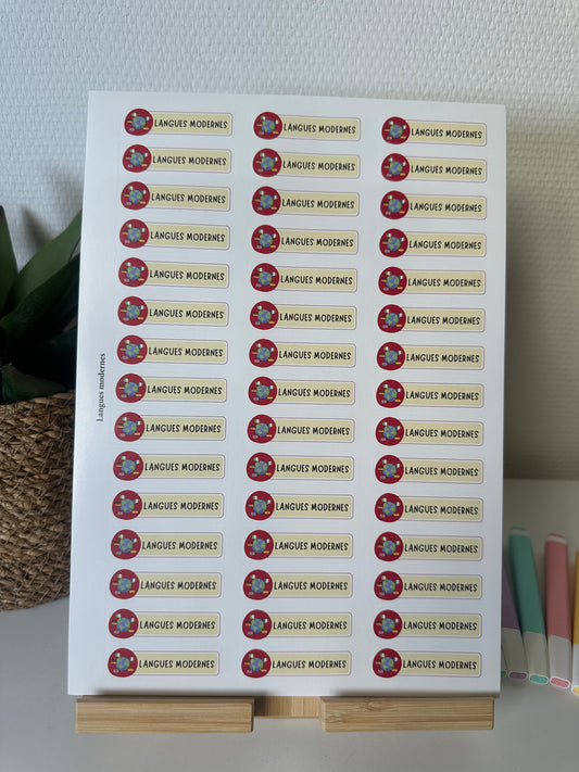 Planche de Stickers primaire – LANGUES MODERNES (45 stickers)