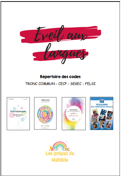 Répertoire des codes :  Eveil aux langues