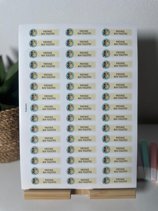 Planche de Stickers maternelle – PASSAGE AUX TOILETTES (45 stickers)