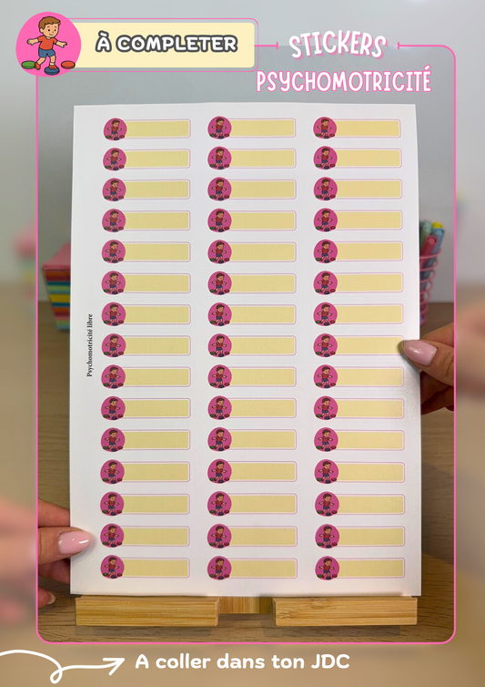Planche de stickers PERSONNALISABLES "PSYCHOMOTRICITE" (45 Stickers)