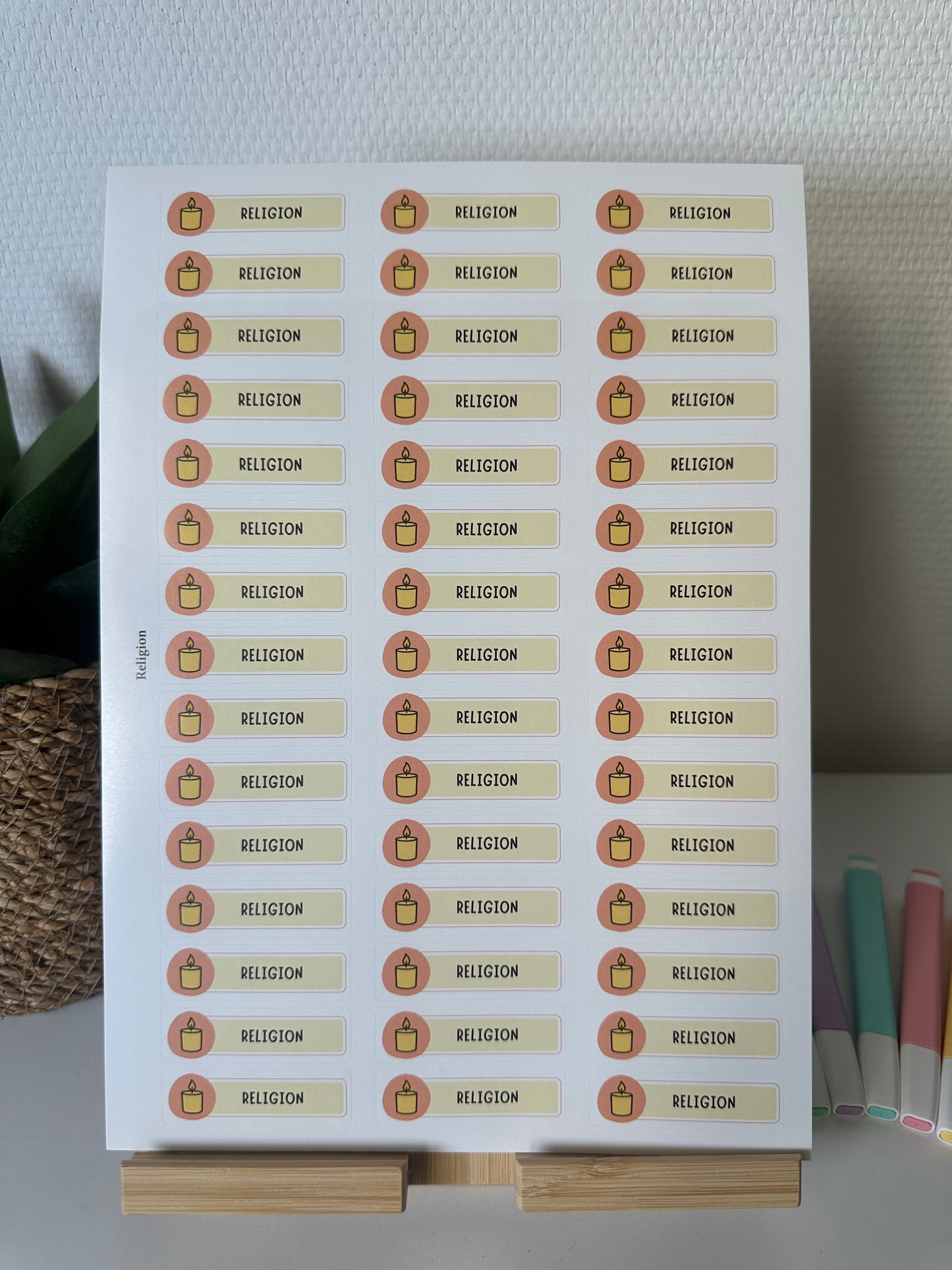 Planche de Stickers primaire – RELIGION (45 stickers)