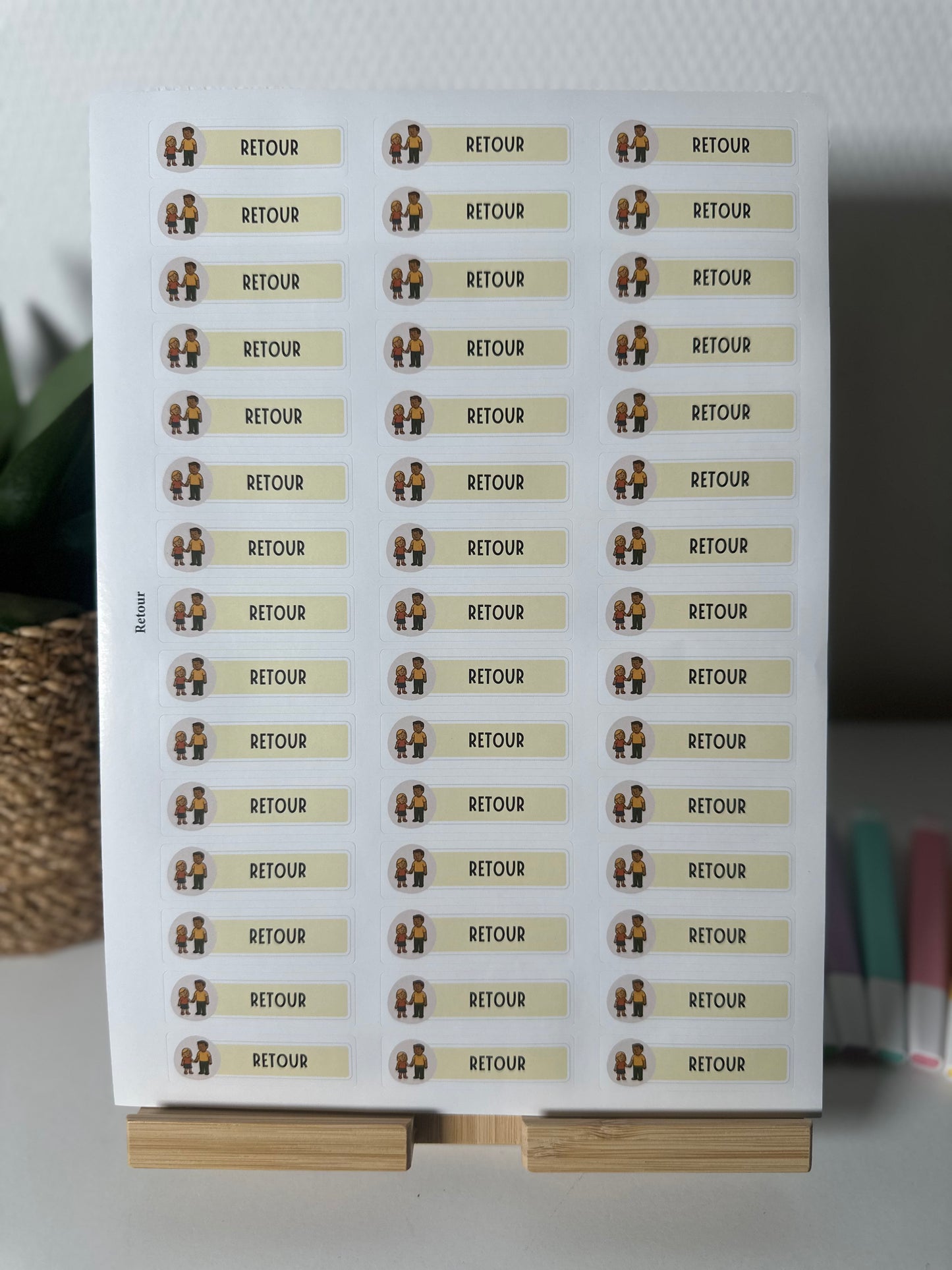 Planche de Stickers maternelle – RETOUR (45 stickers)