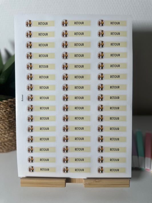 Planche de Stickers maternelle – RETOUR (45 stickers)