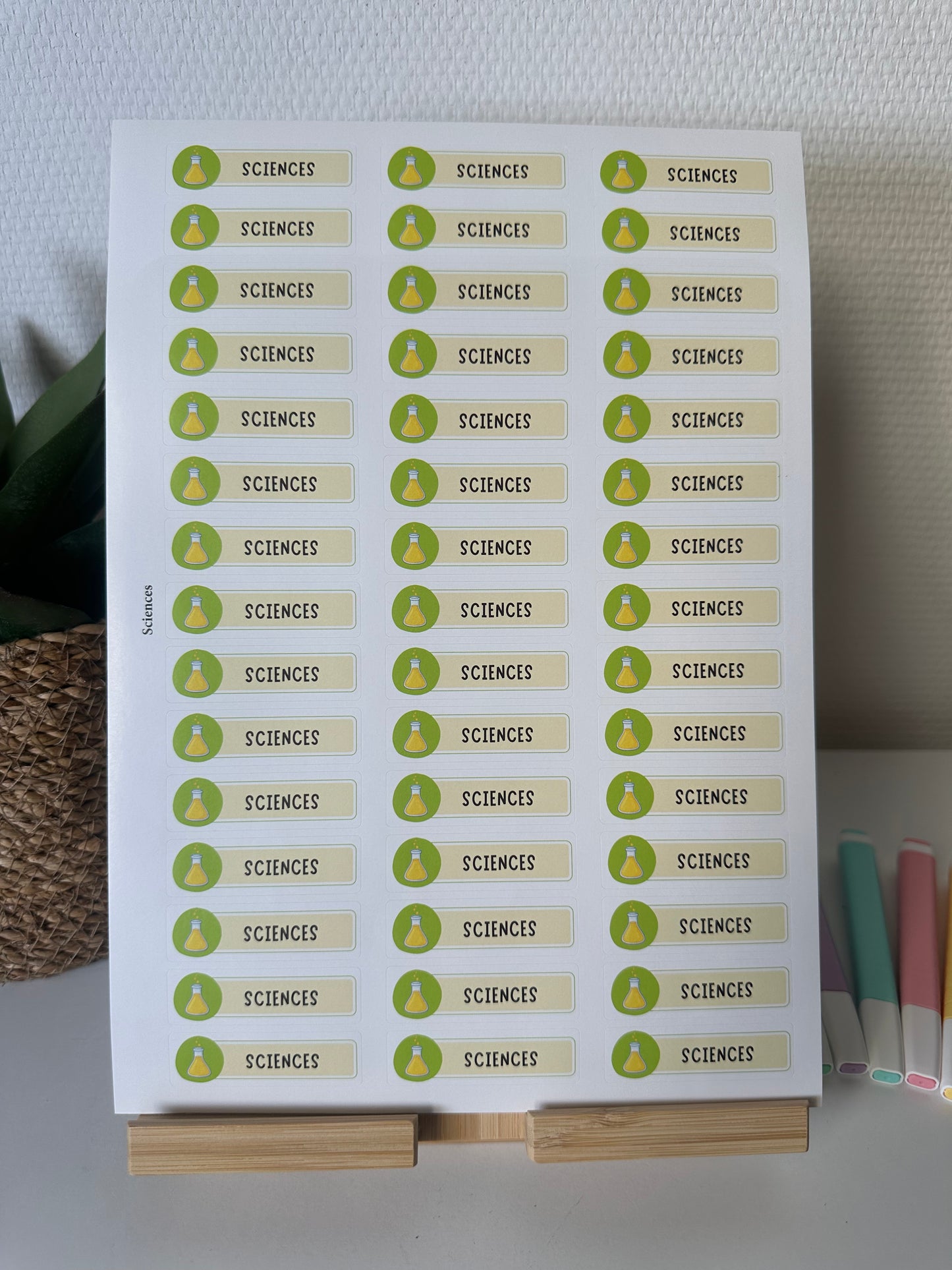 Planche de Stickers primaire – SCIENCES (45 stickers)