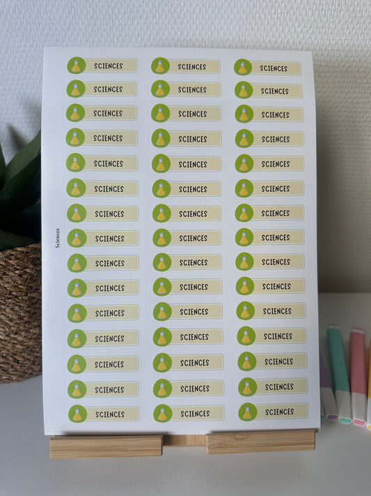 Planche de Stickers primaire – SCIENCES (45 stickers)