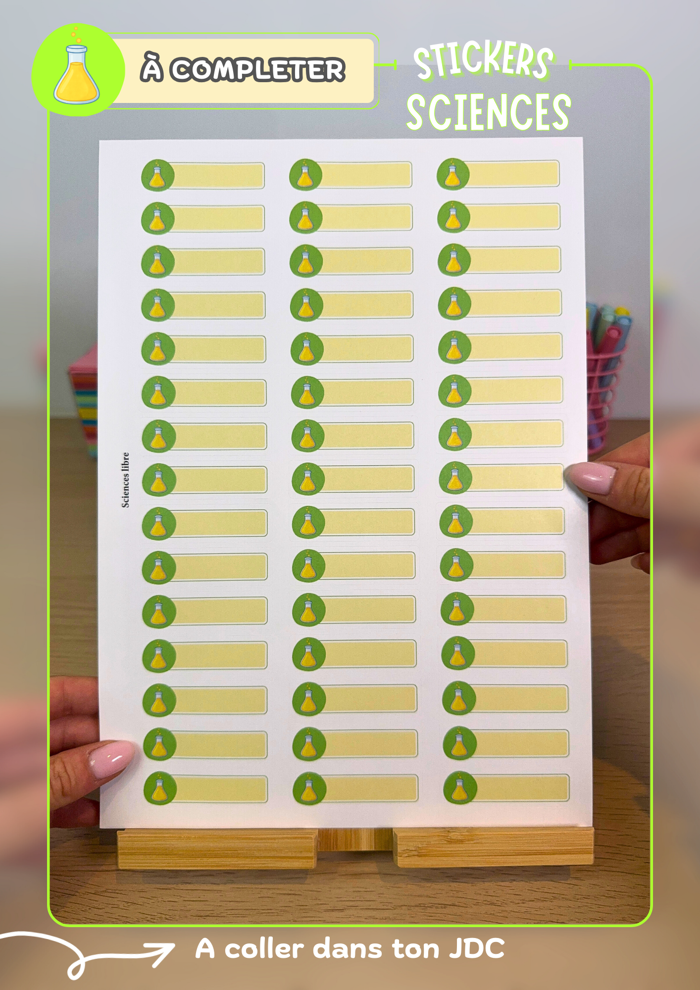 Planche de stickers PERSONNALISABLES "SCIENCES" (45 Stickers)
