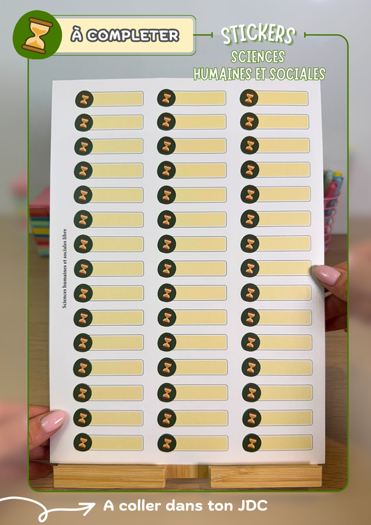 Planche de stickers PERSONNALISABLES "SCIENCES HUMAINES ET SOCIALES" (45 Stickers)