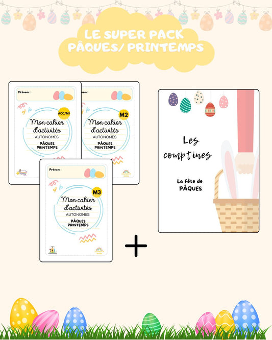 💛🐣 Super Pack Pâques/ Printemps (Comptines + Cahiers autonomes+dossier de manipulation)