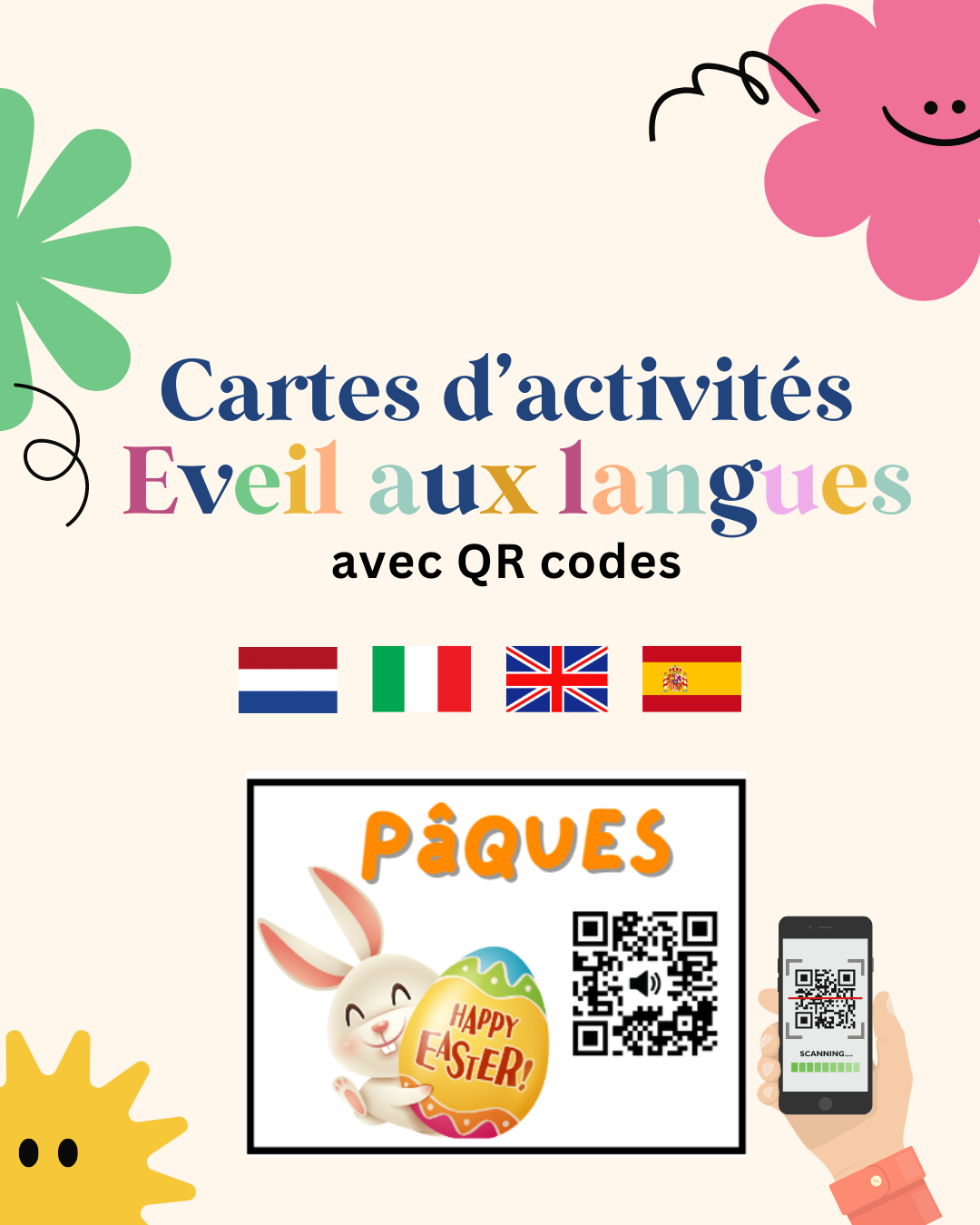 QR codes Eveil aux Langues : le vocabulaire de Pâques & printemps