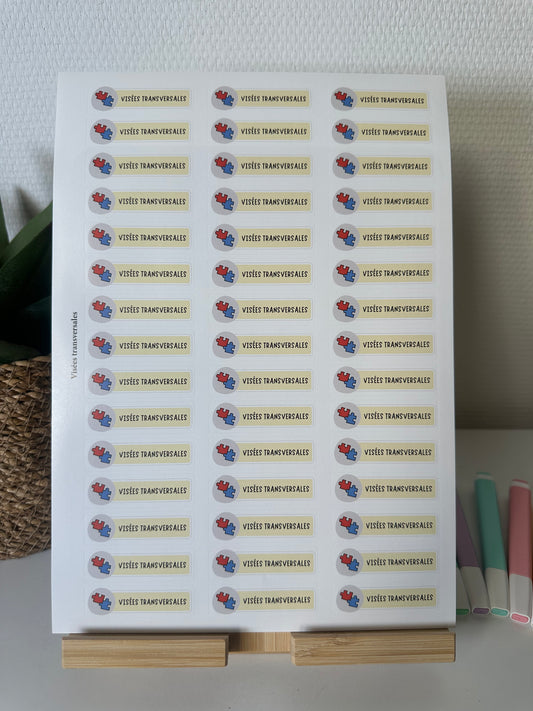 Planche de Stickers primaire – VISÉES TRANSVERSALES (45 stickers)