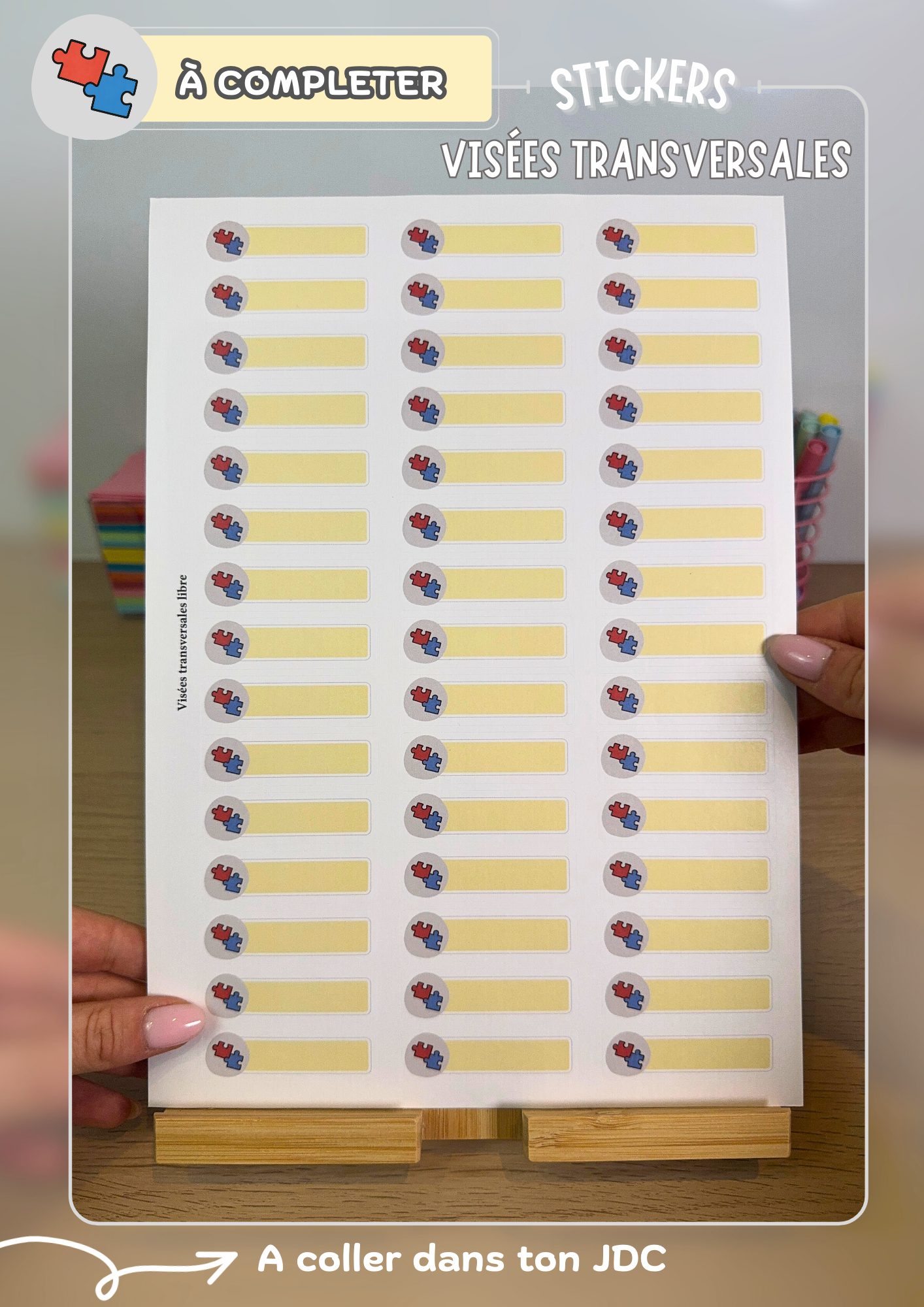 Planche de stickers PERSONNALISABLES "VISÉES TRANSVERSALES" (45 Stickers)