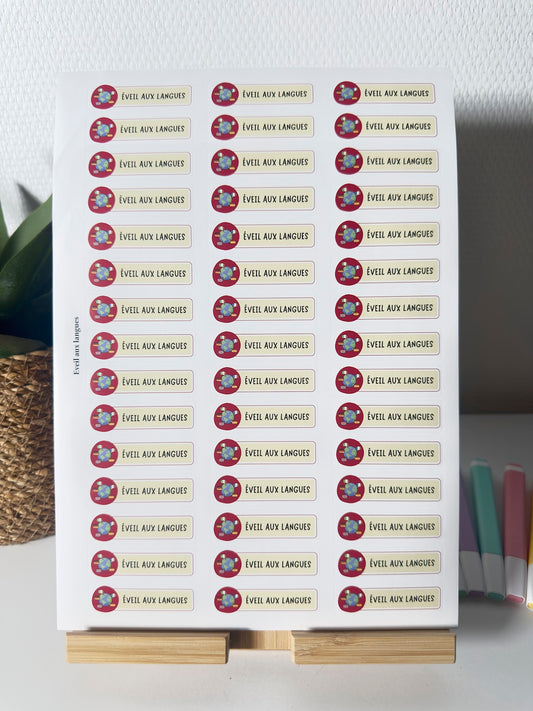 Planche de Stickers maternelle – ÉVEIL AUX LANGUES (45 stickers)