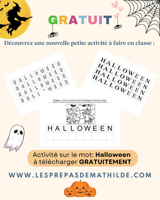 Activité gratuite : Découvrez une nouvelle petite activité sur le mot de Halloween