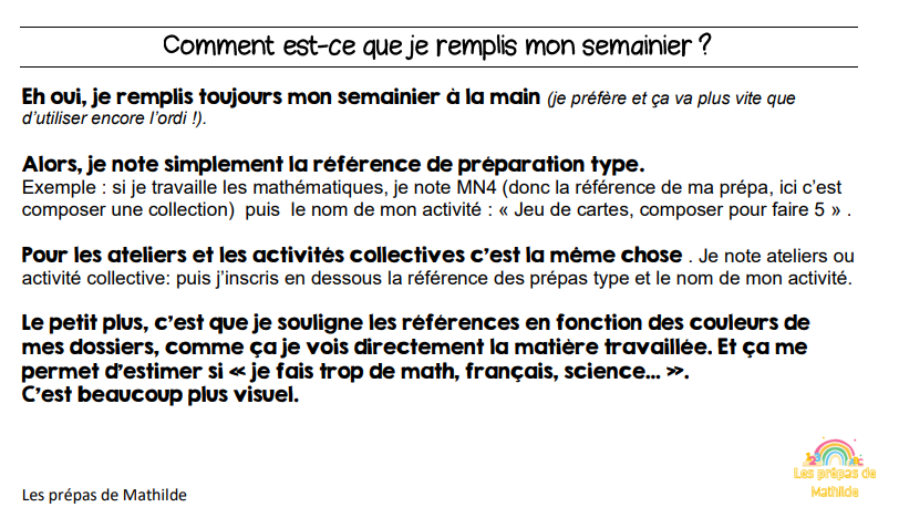 Obtenez des journées parfaites en classe grâce à mon semainier OFFERT😊