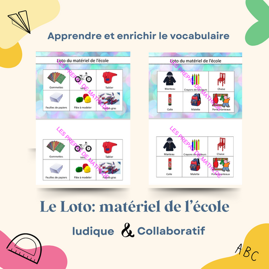 Loto: Le matériel de l'école – Un jeu ludique à faire en classe pour la rentrée !