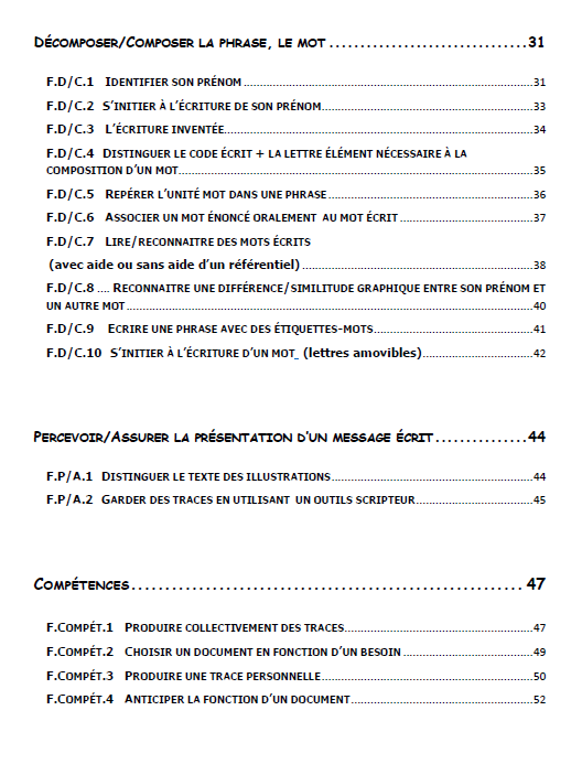 Préparations maternelle en lien avec le référentiel Belge: Pack Français