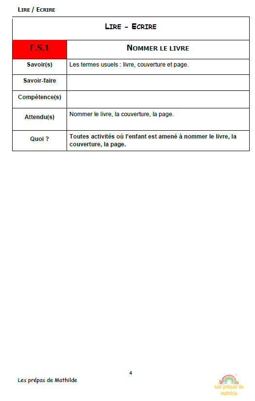 Préparations maternelle en lien avec le référentiel Belge: Pack Français